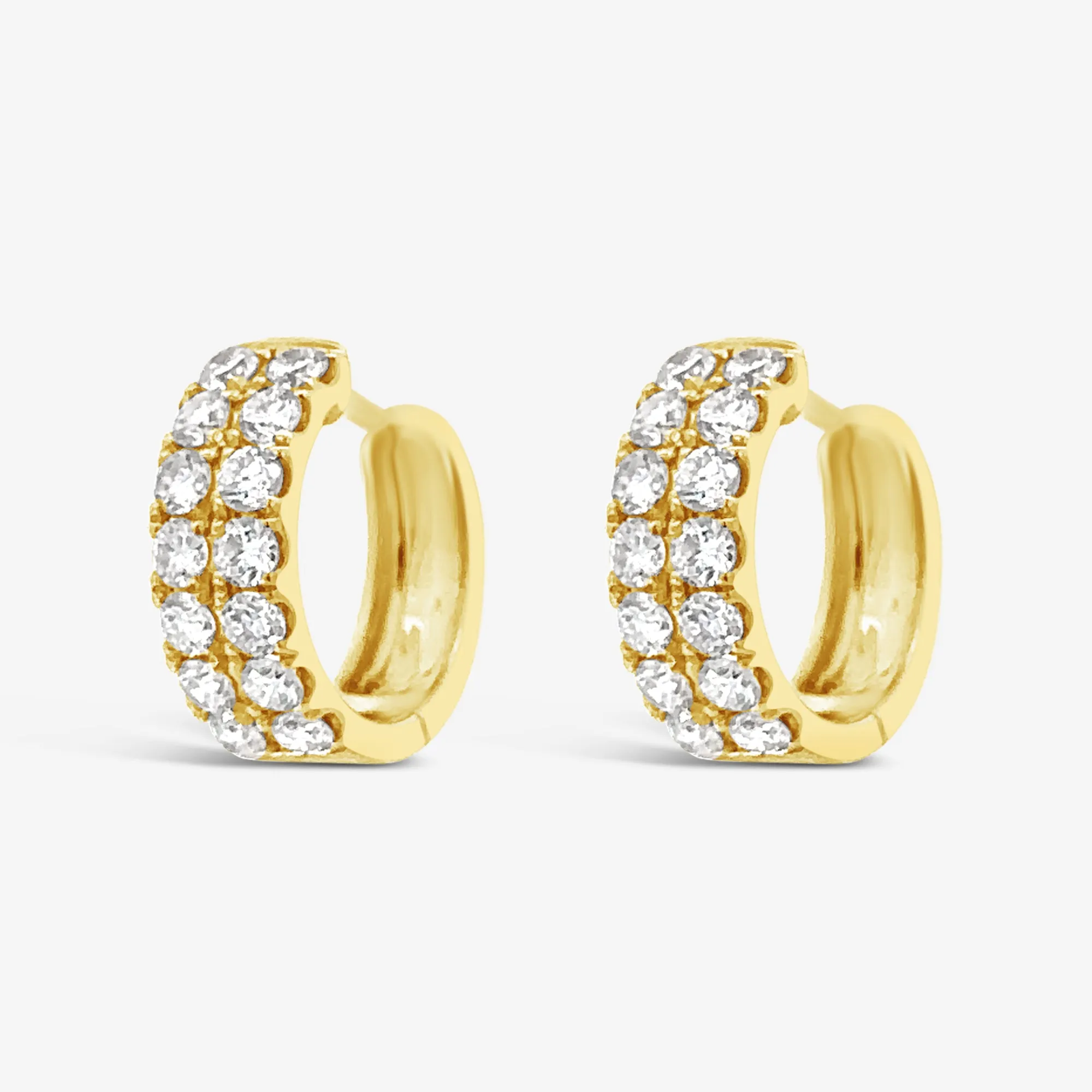 Double Row Diamond Huggie Earrings