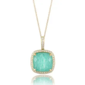 Doves 18K Yellow Gold Diamond Pendant with Amazonite