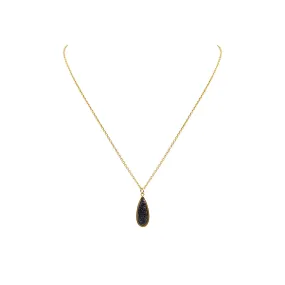 Druzy Collection - Petite Raven Quartz Drop Necklace