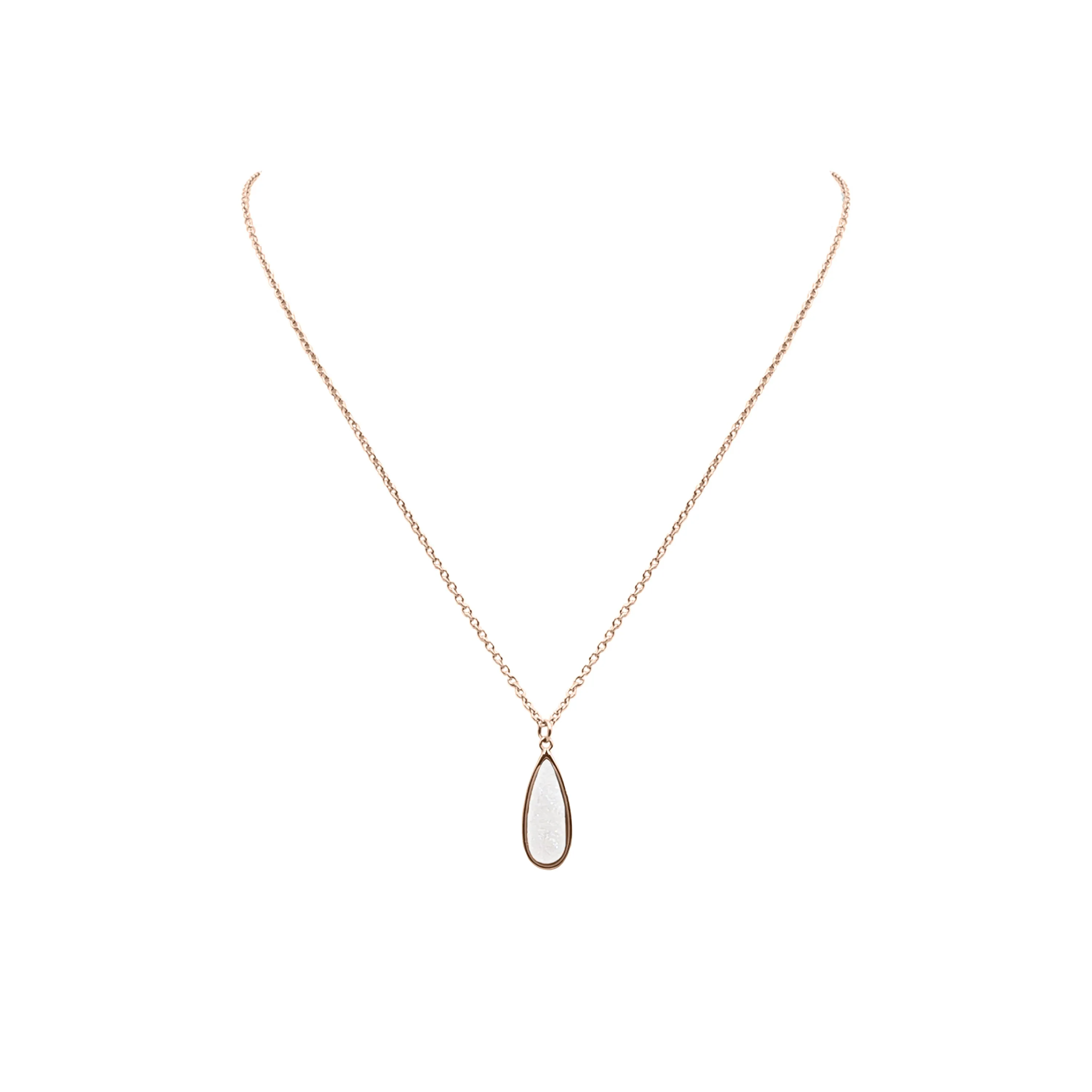 Druzy Collection - Rose Gold Petite Quartz Drop Necklace