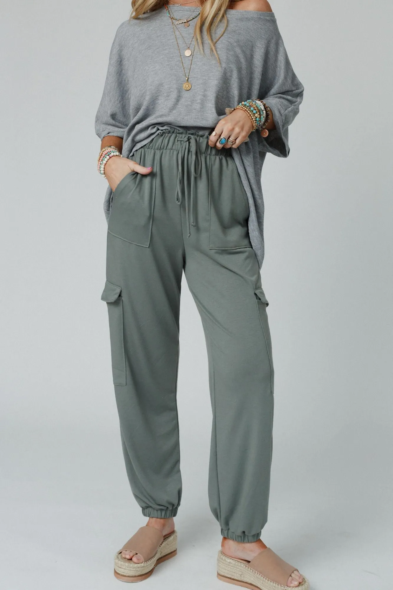 Easy Mornings Cinched Pants - Light Olive