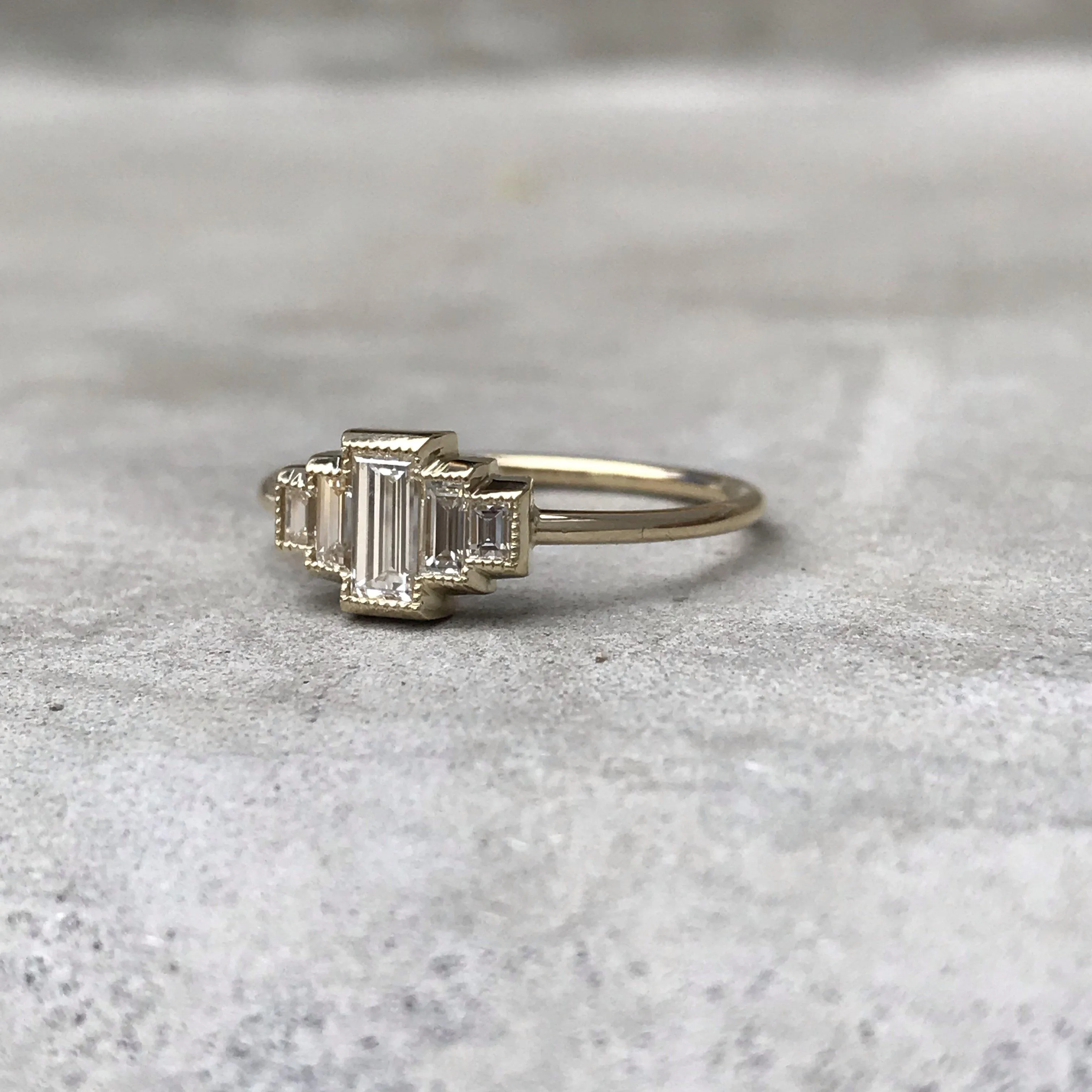 Empire Diamond Baguette Gold Ring