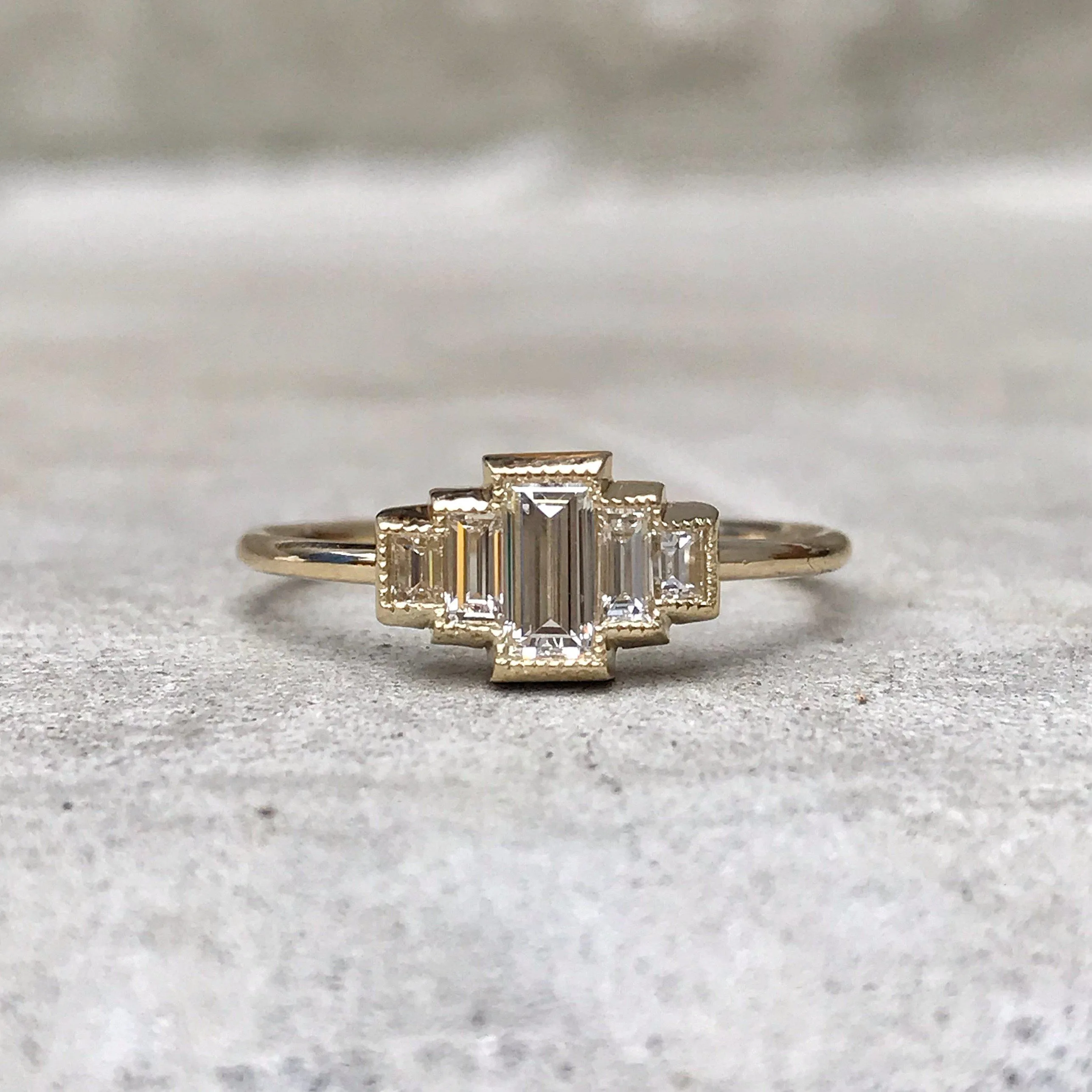 Empire Diamond Baguette Gold Ring