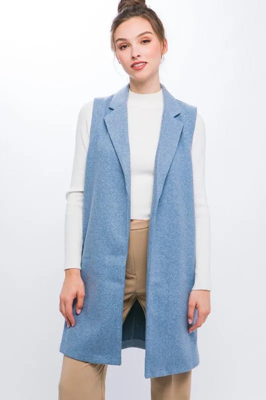 Fleece Long Line Vest