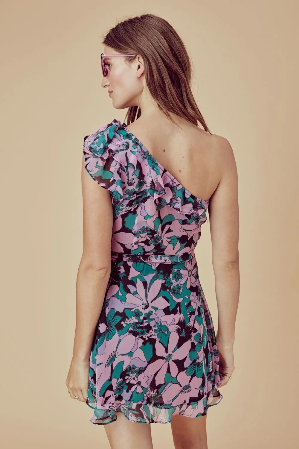 For Love and Lemons Maritza Floral One Shoulder Dress