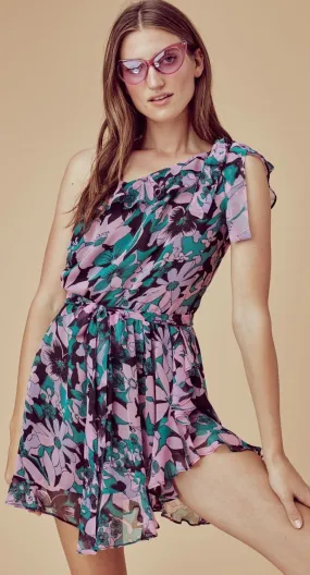 For Love and Lemons Maritza Floral One Shoulder Dress