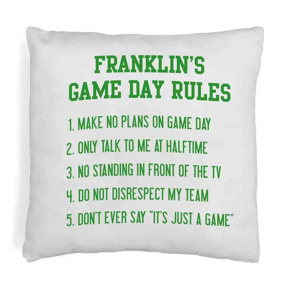 Game Day Rules Personalized Pillow Cover for the Sports Fan