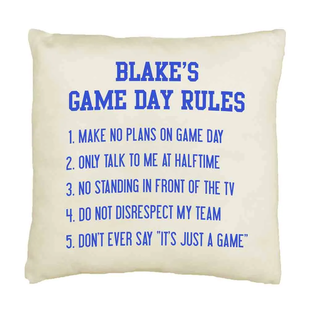 Game Day Rules Personalized Pillow Cover for the Sports Fan