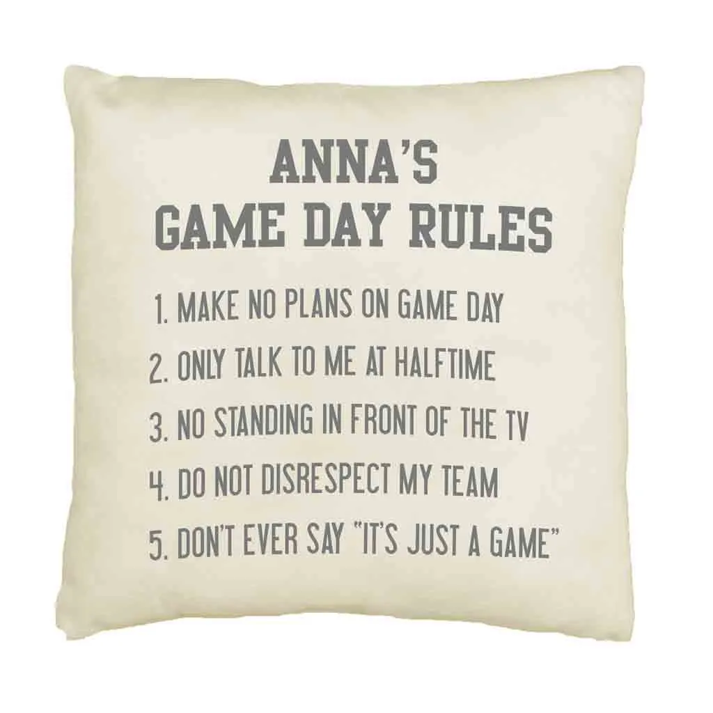 Game Day Rules Personalized Pillow Cover for the Sports Fan