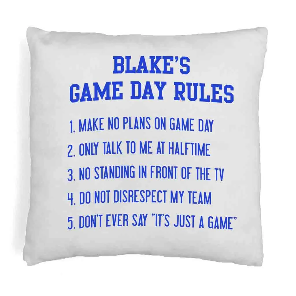 Game Day Rules Personalized Pillow Cover for the Sports Fan