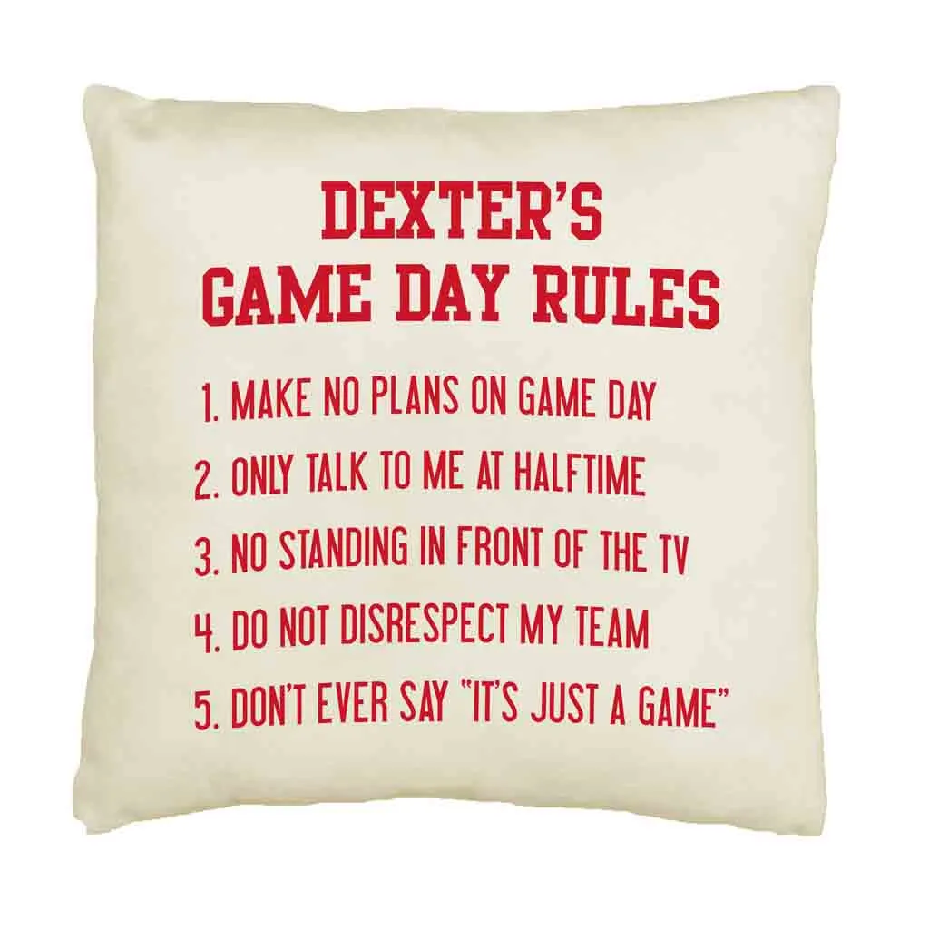 Game Day Rules Personalized Pillow Cover for the Sports Fan