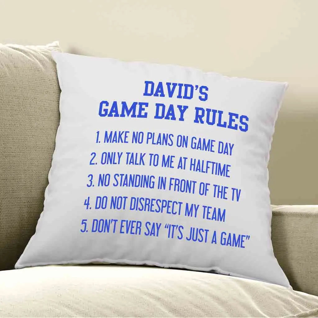 Game Day Rules Personalized Pillow Cover for the Sports Fan