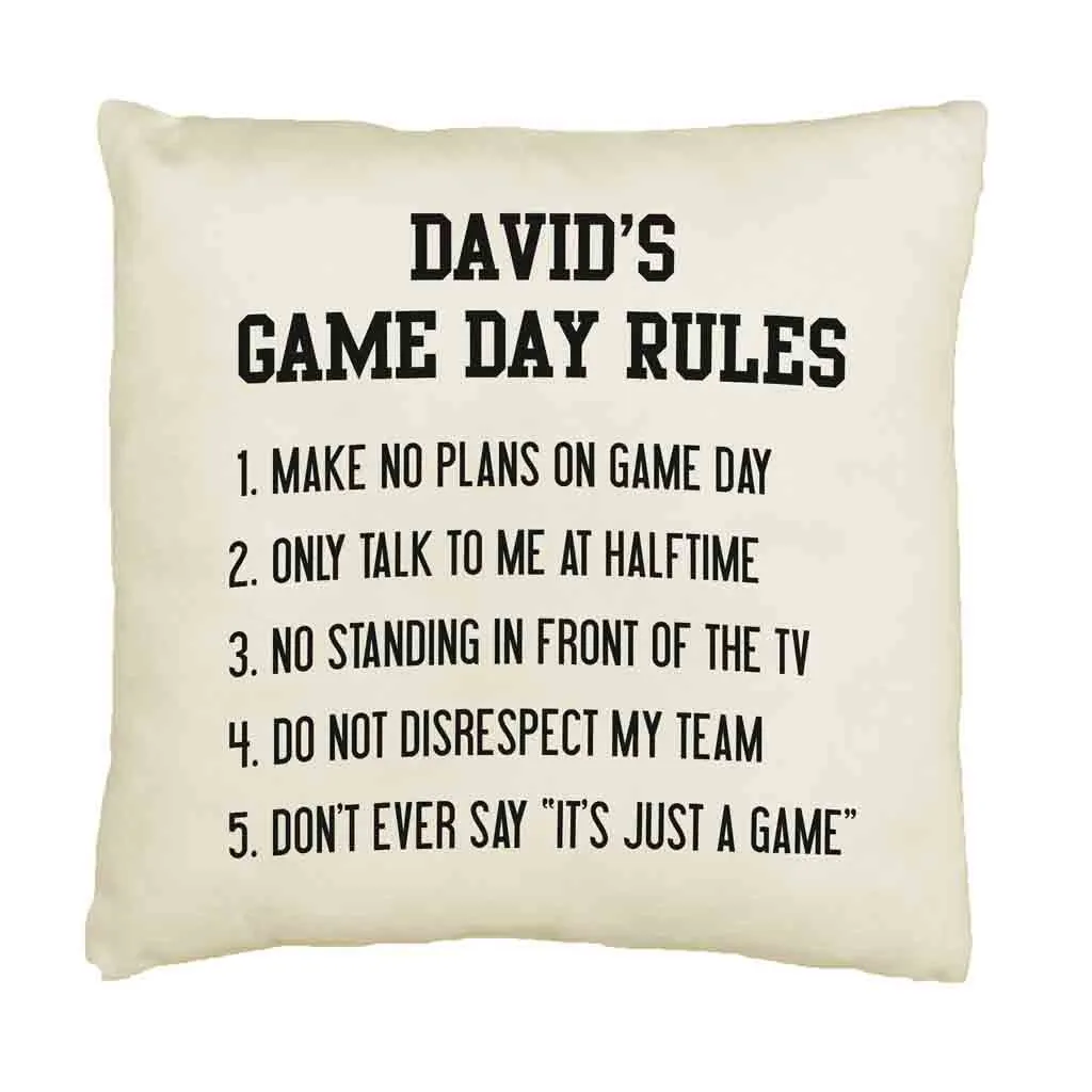 Game Day Rules Personalized Pillow Cover for the Sports Fan