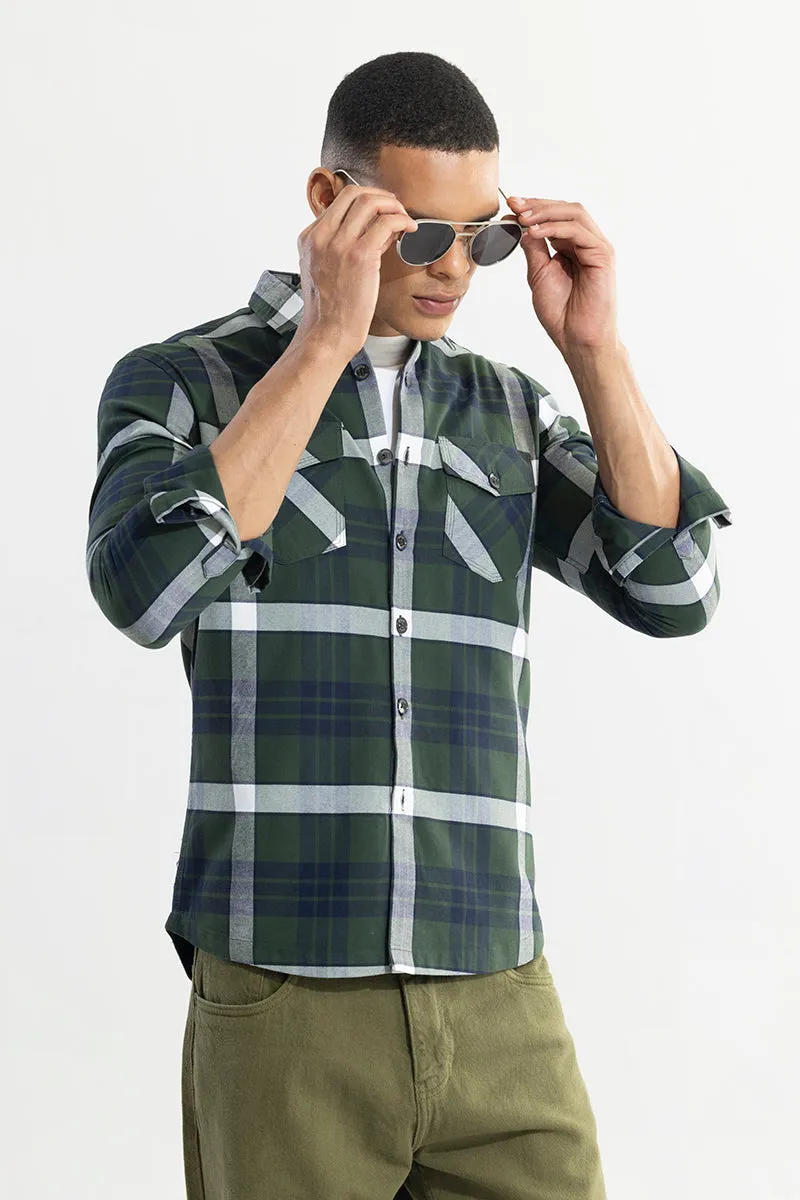 Grid Hatch Green Checks Shirt