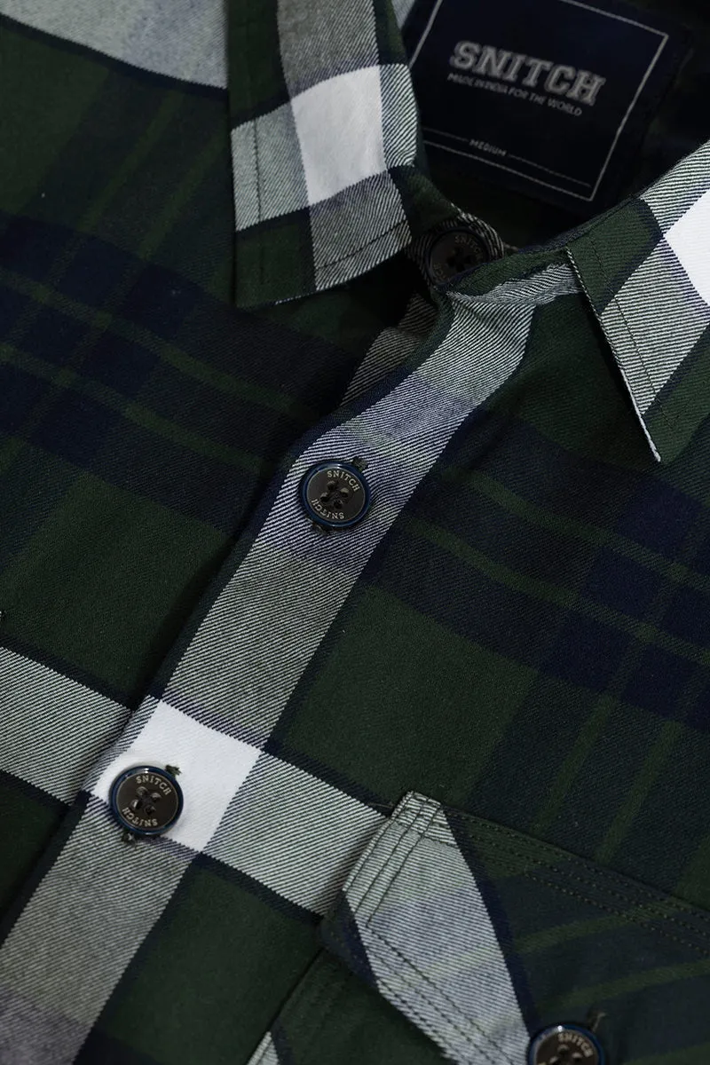 Grid Hatch Green Checks Shirt