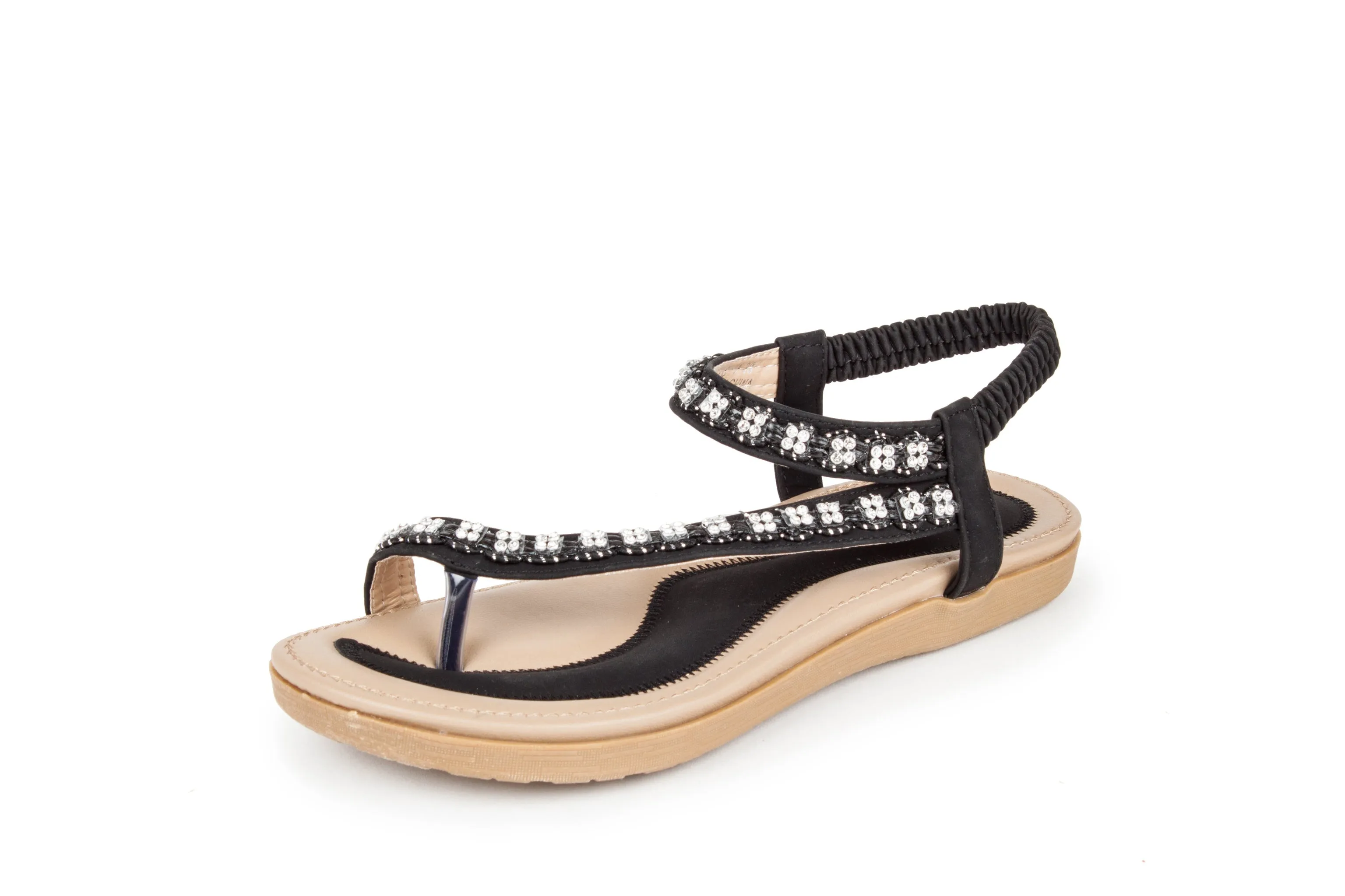 Haute editon Women's Crystal  Bohemian Beaded Comfort Sandals