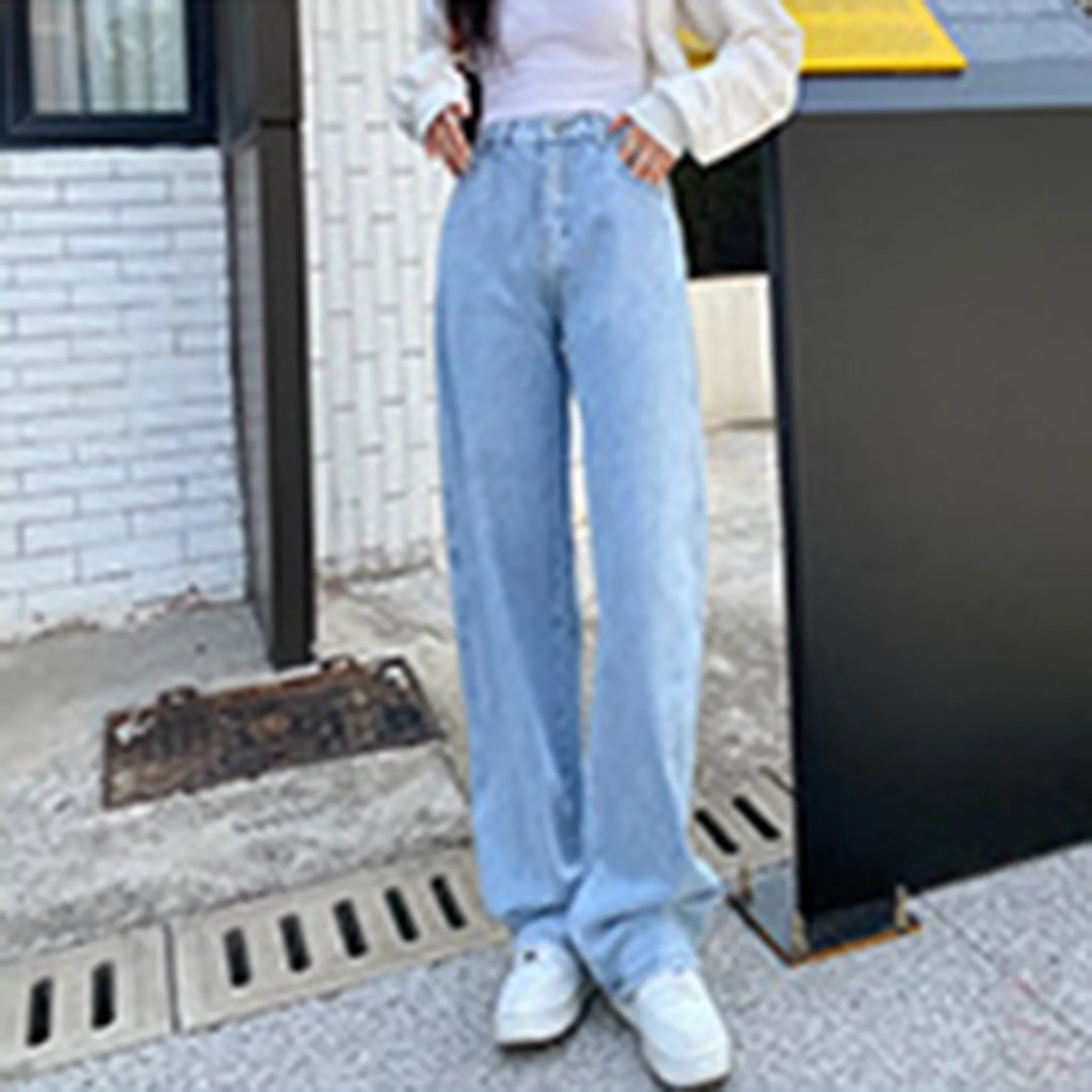 High-waist Blue Baggy Jeans