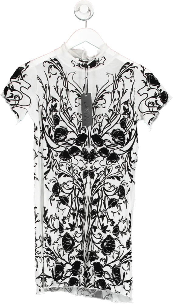 House of Widow White Floral Print Mini Dress UK M