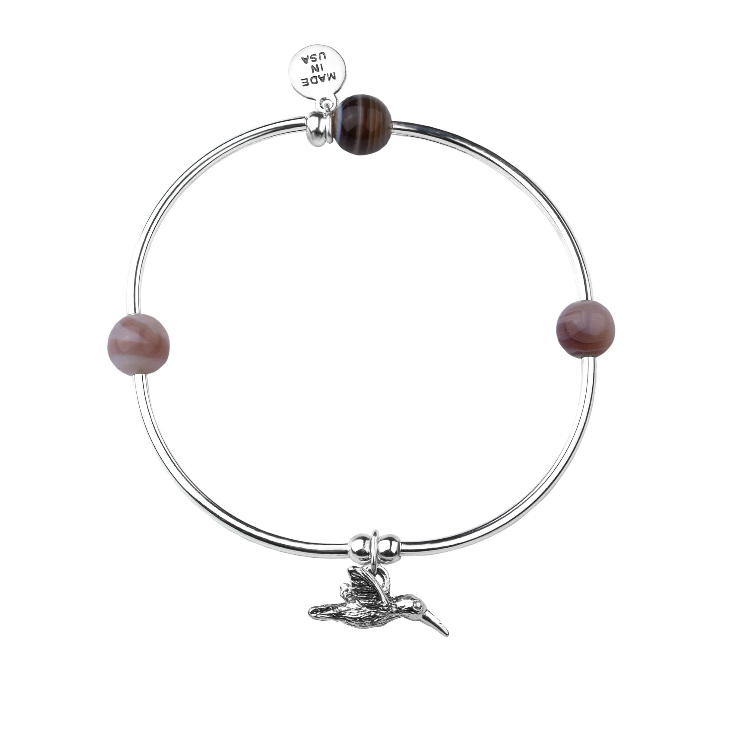 Hummingbird | Soft Bangle Charm Bracelet |  Botswana