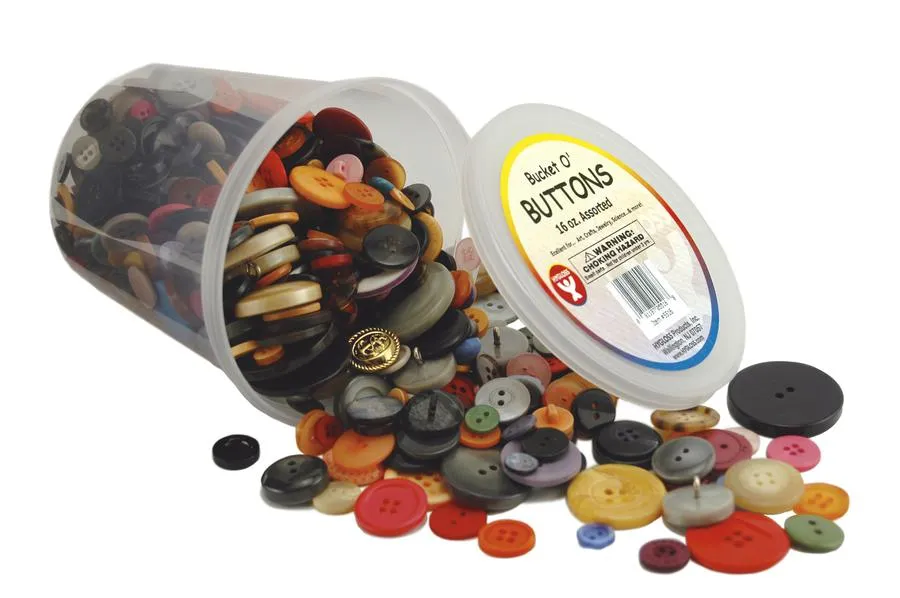 Hygloss Products Bucket O`Buttons, 16 Oz Assorted