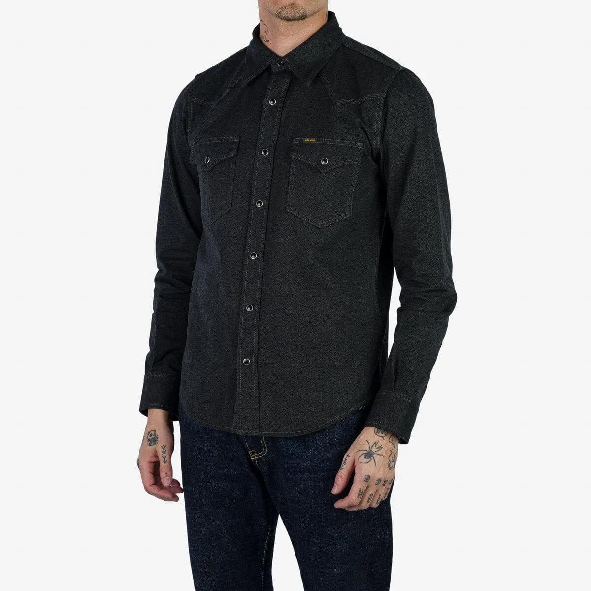 Iron Heart - IHSH-367-BLK - 10oz Mock Twist Twill Western Shirt - Black