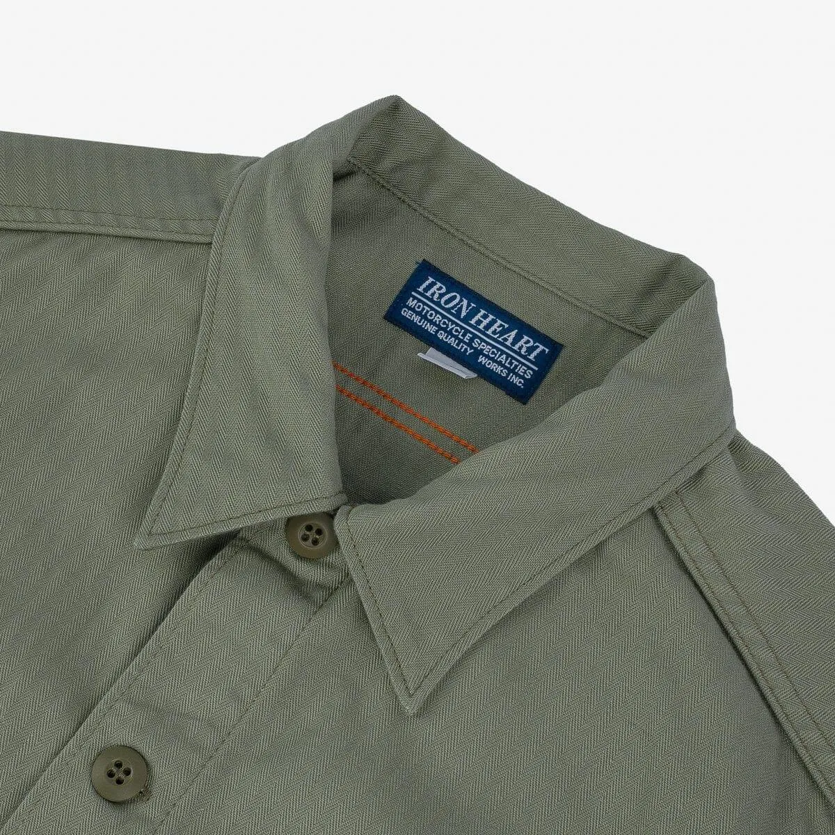 Iron Heart - IHSH-385-ODG - 9oz Herringbone Military Shirt - Olive Drab Green