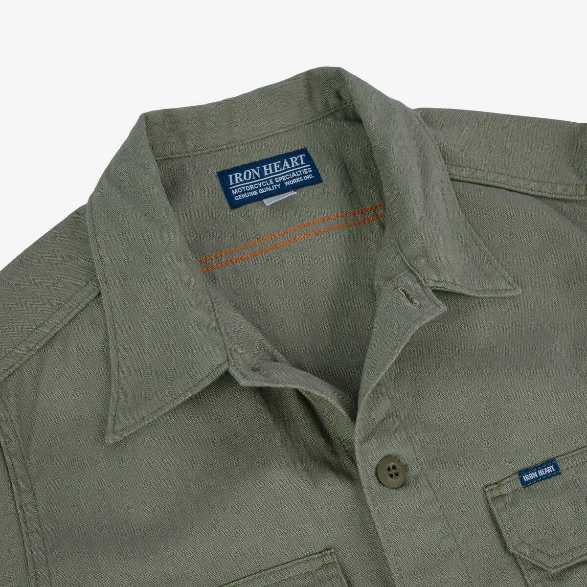 Iron Heart - IHSH-385-ODG - 9oz Herringbone Military Shirt - Olive Drab Green