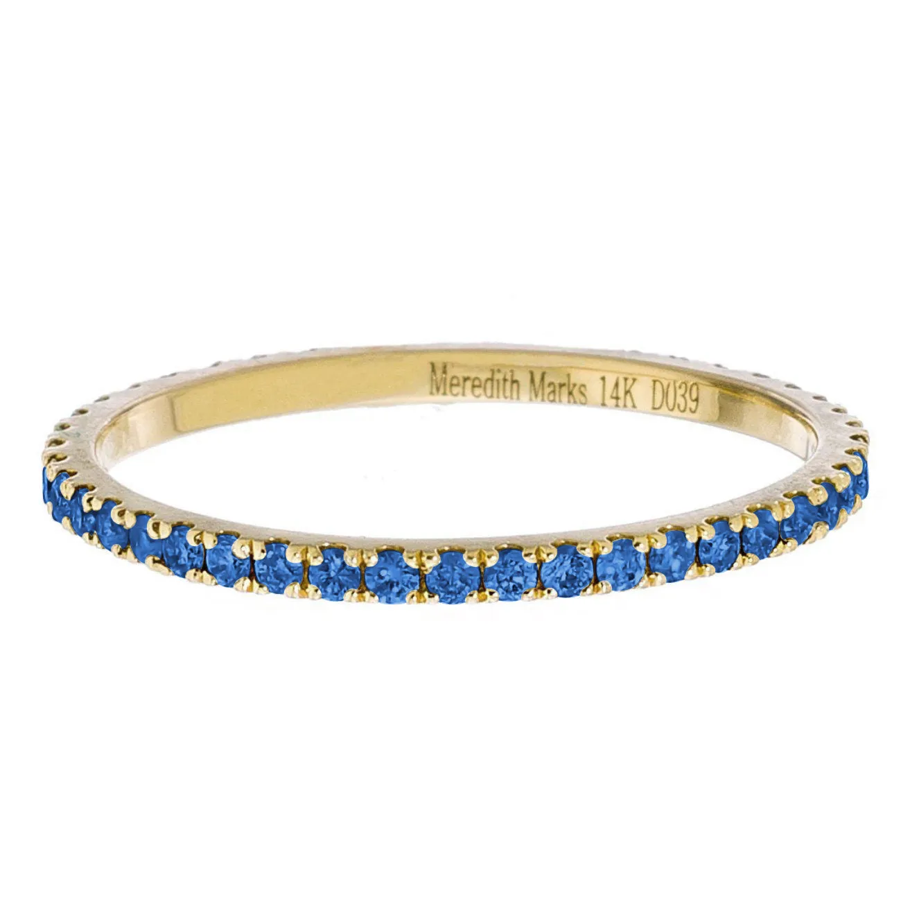 Josephine Band Yellow Gold Blue Diamonds 1mm