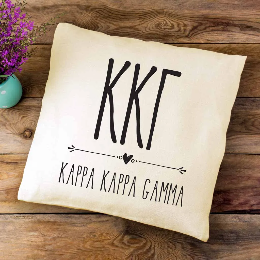 Kappa Greek Boho Sorority Throw Pillow Cover for Dorm or Apartment