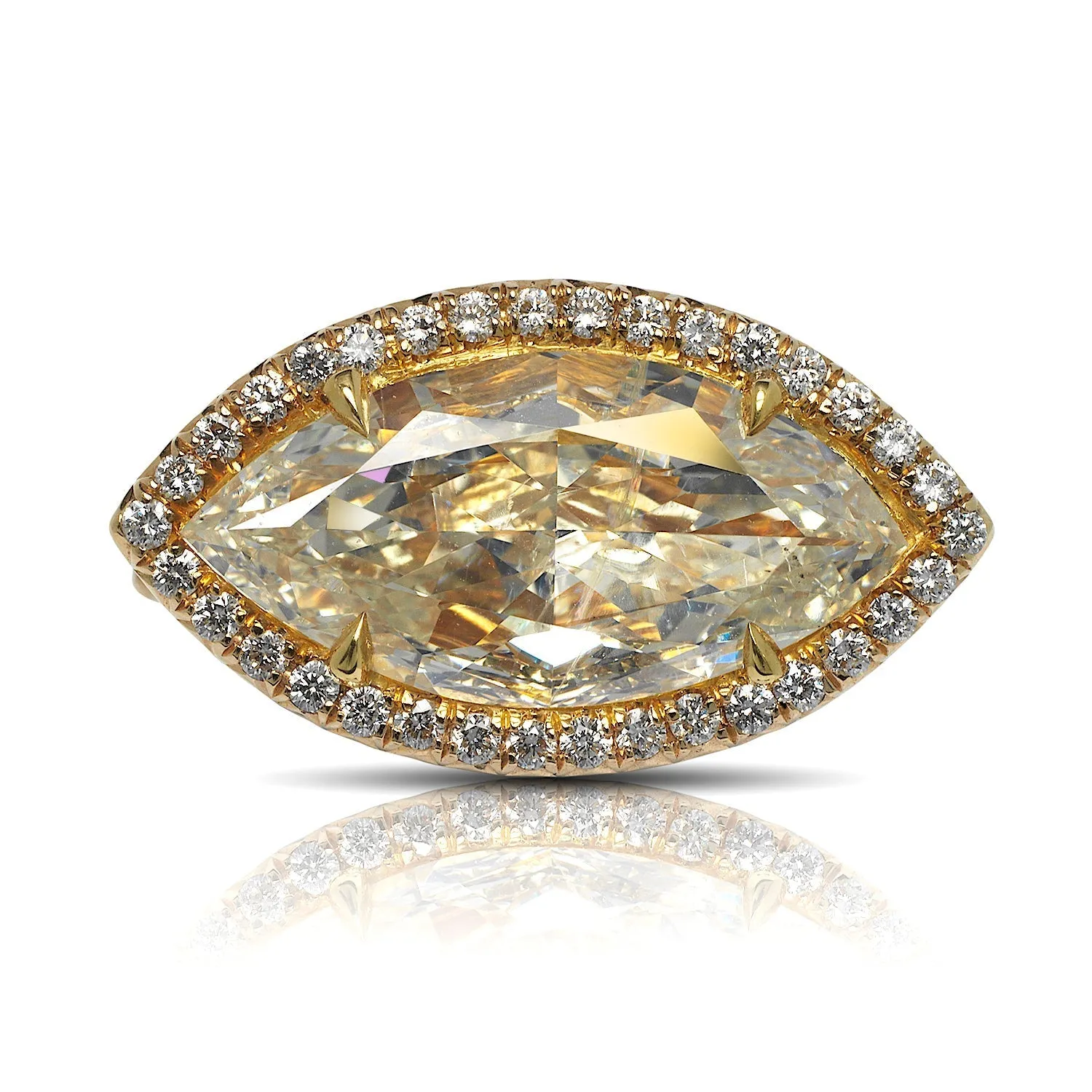 KATE 4 CARAT MARQUISE CUT LIGHT YELLOW  DIAMOND ENGAGEMENT RING 18K GOLD GIA CERTIFIED 3CT SI1 BY MIKE NEKTA