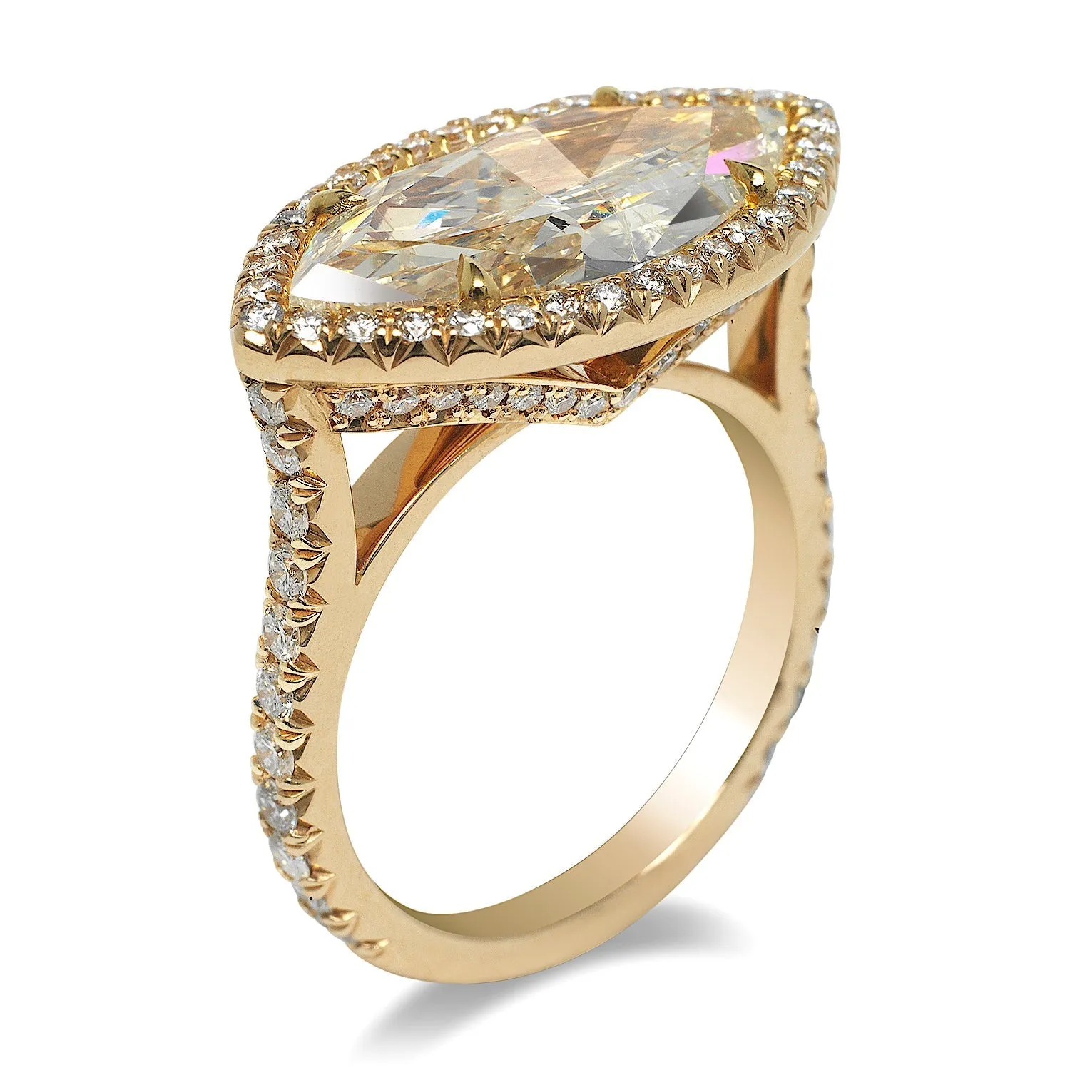 KATE 4 CARAT MARQUISE CUT LIGHT YELLOW  DIAMOND ENGAGEMENT RING 18K GOLD GIA CERTIFIED 3CT SI1 BY MIKE NEKTA