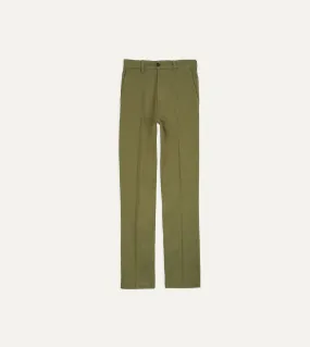 Khaki Cotton Flat Front Chino