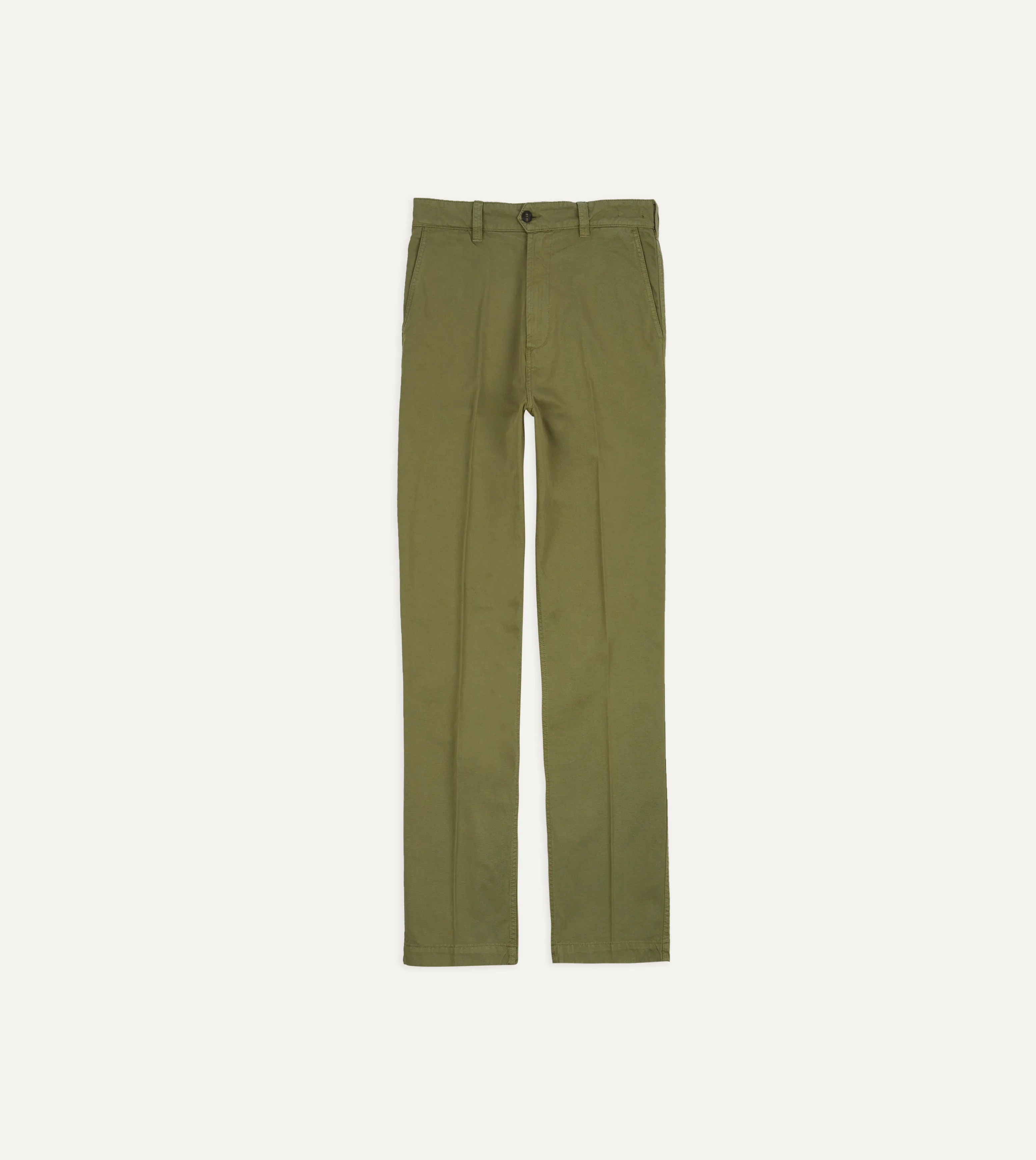 Khaki Cotton Flat Front Chino