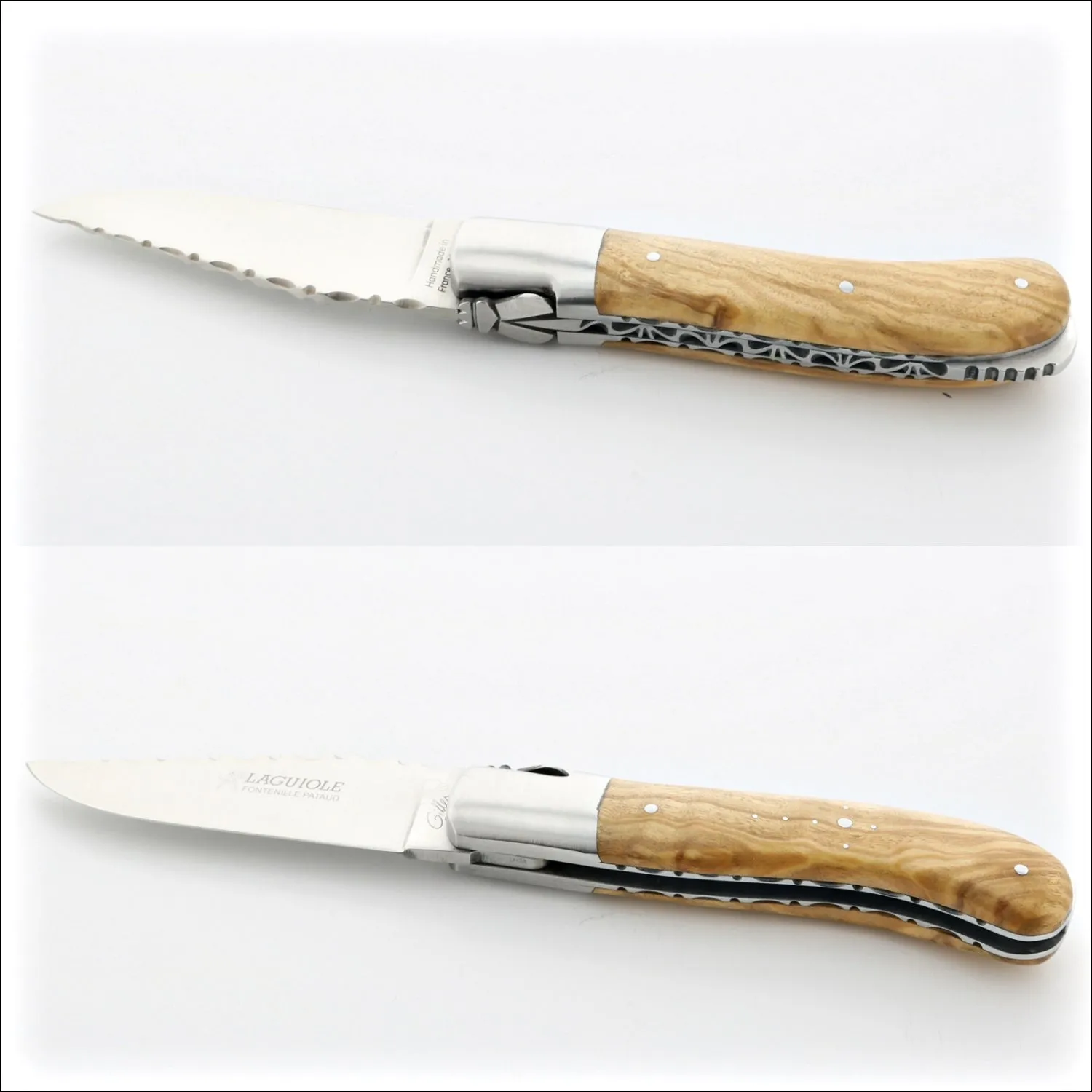 Laguiole Gentleman's Knife Guilloche - Olive Wood