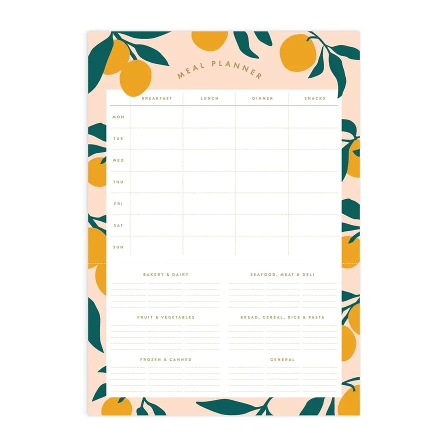 Lemons A4 Meal Planner Magnet Notepad