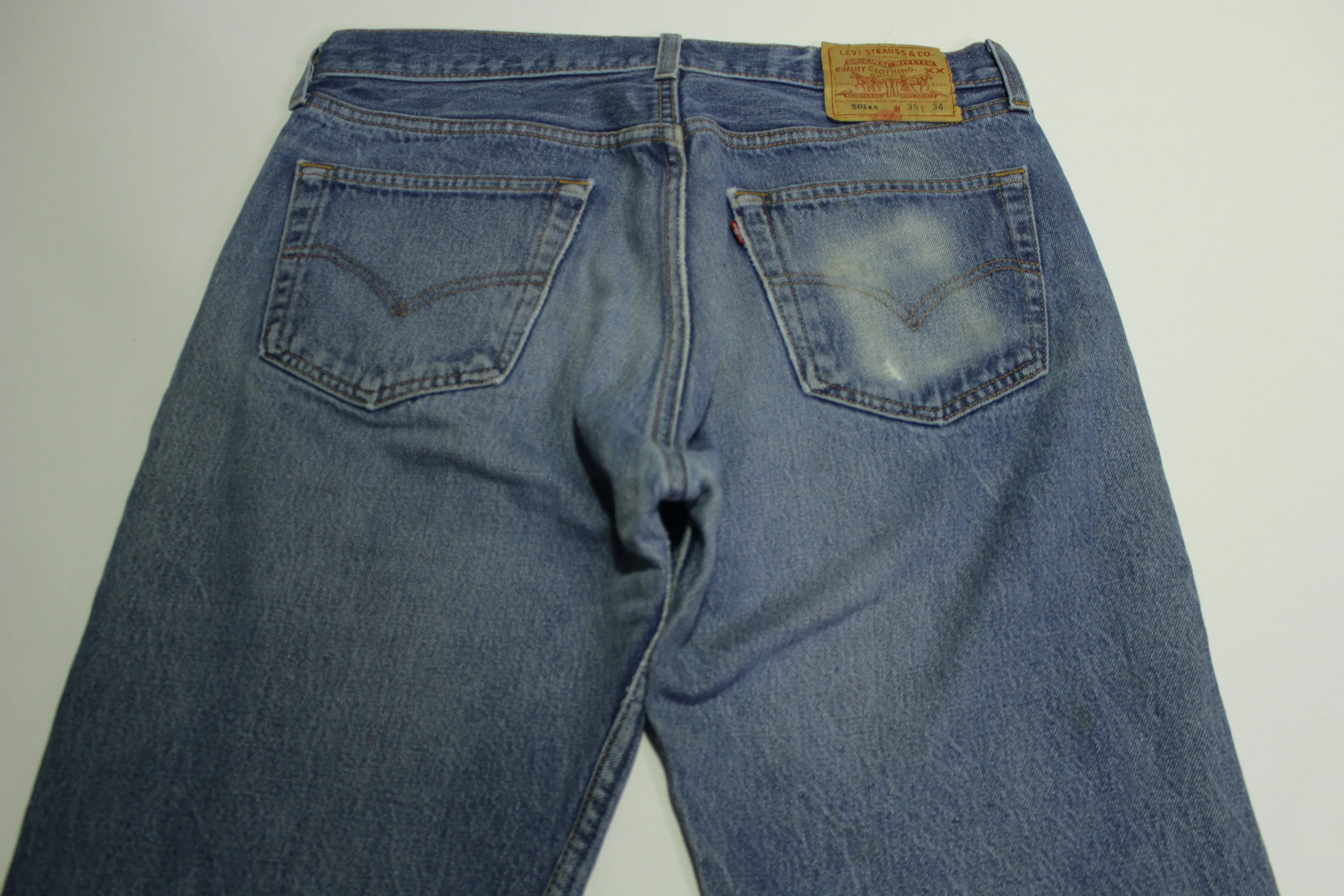 Levis Vintage 90's 501XX Made in USA Button Fly Blue Denim Jeans