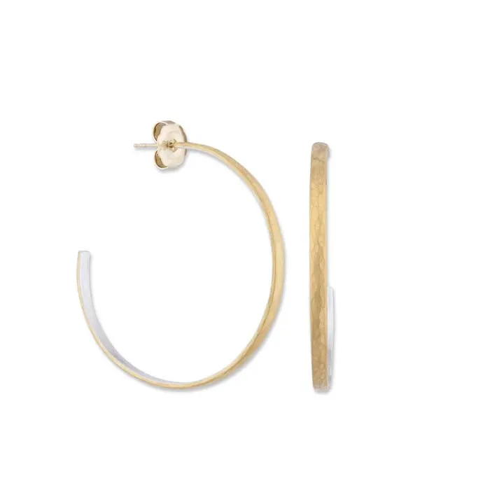 Lika Behar Fusion Open Hoop Earrings in 24K Yellow Gold and Matte Sterling Silver