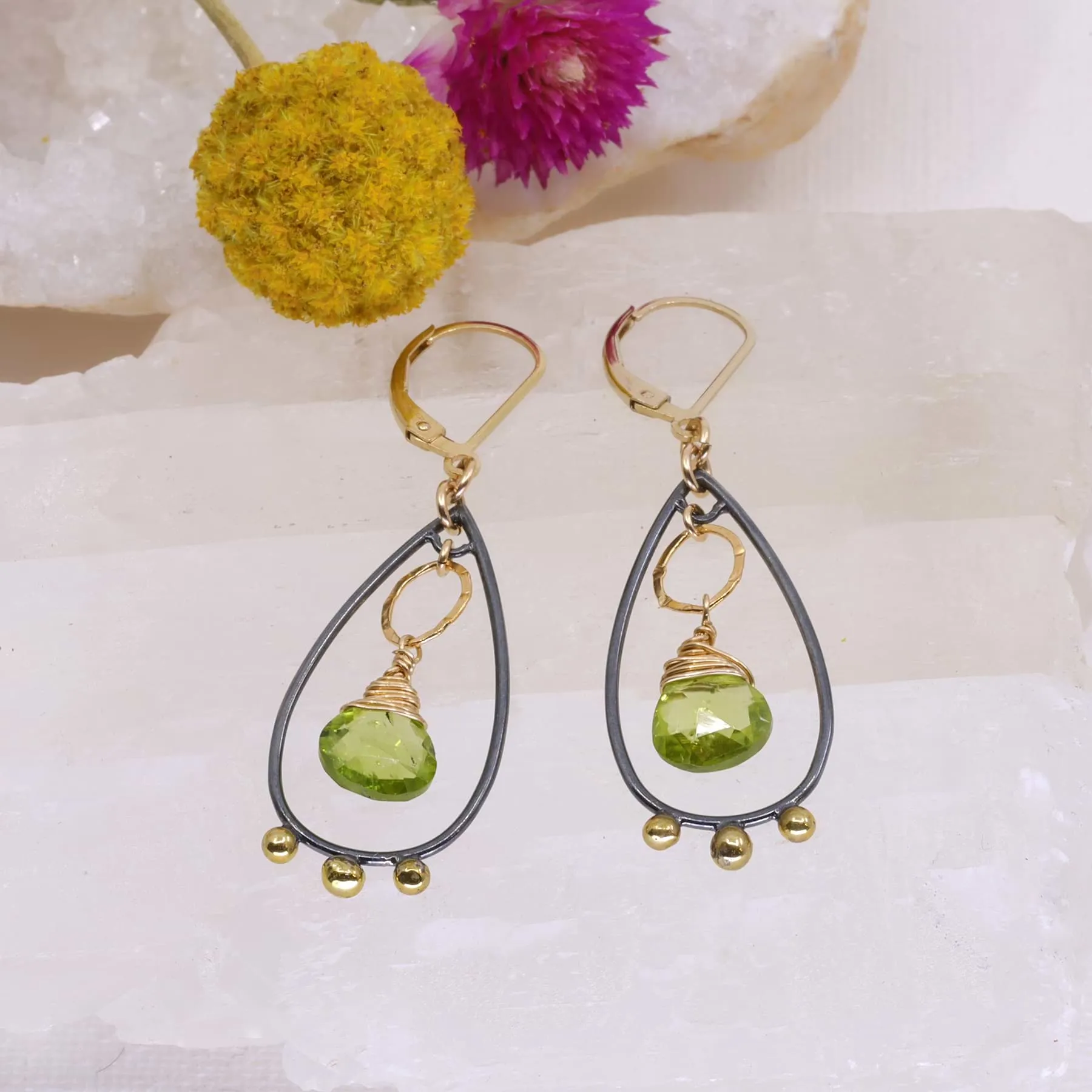 Liverpool - Mixed Metal Peridot Chandelier Earrings