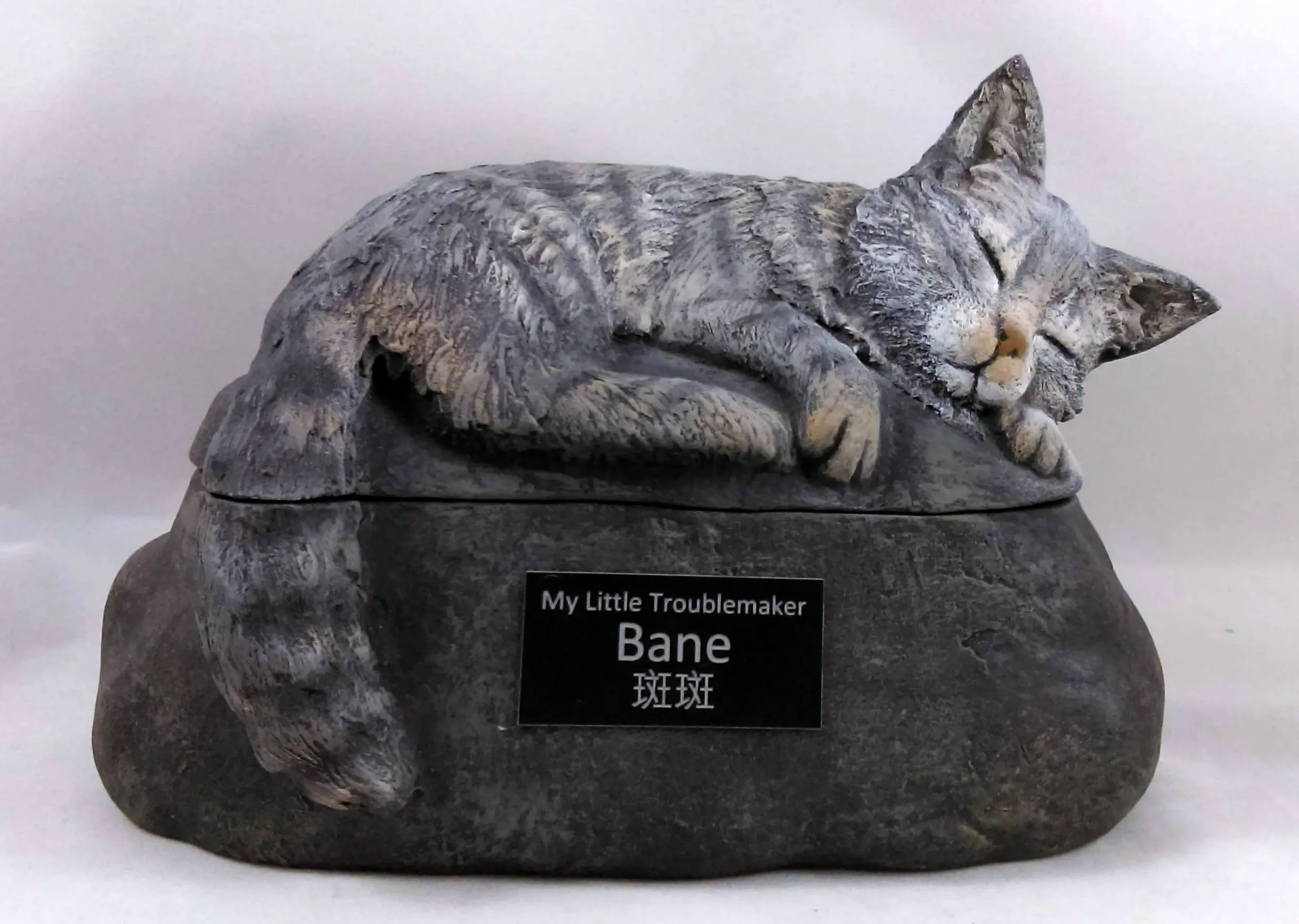 Long Haired Custom Painted Ceramic Cat Urn