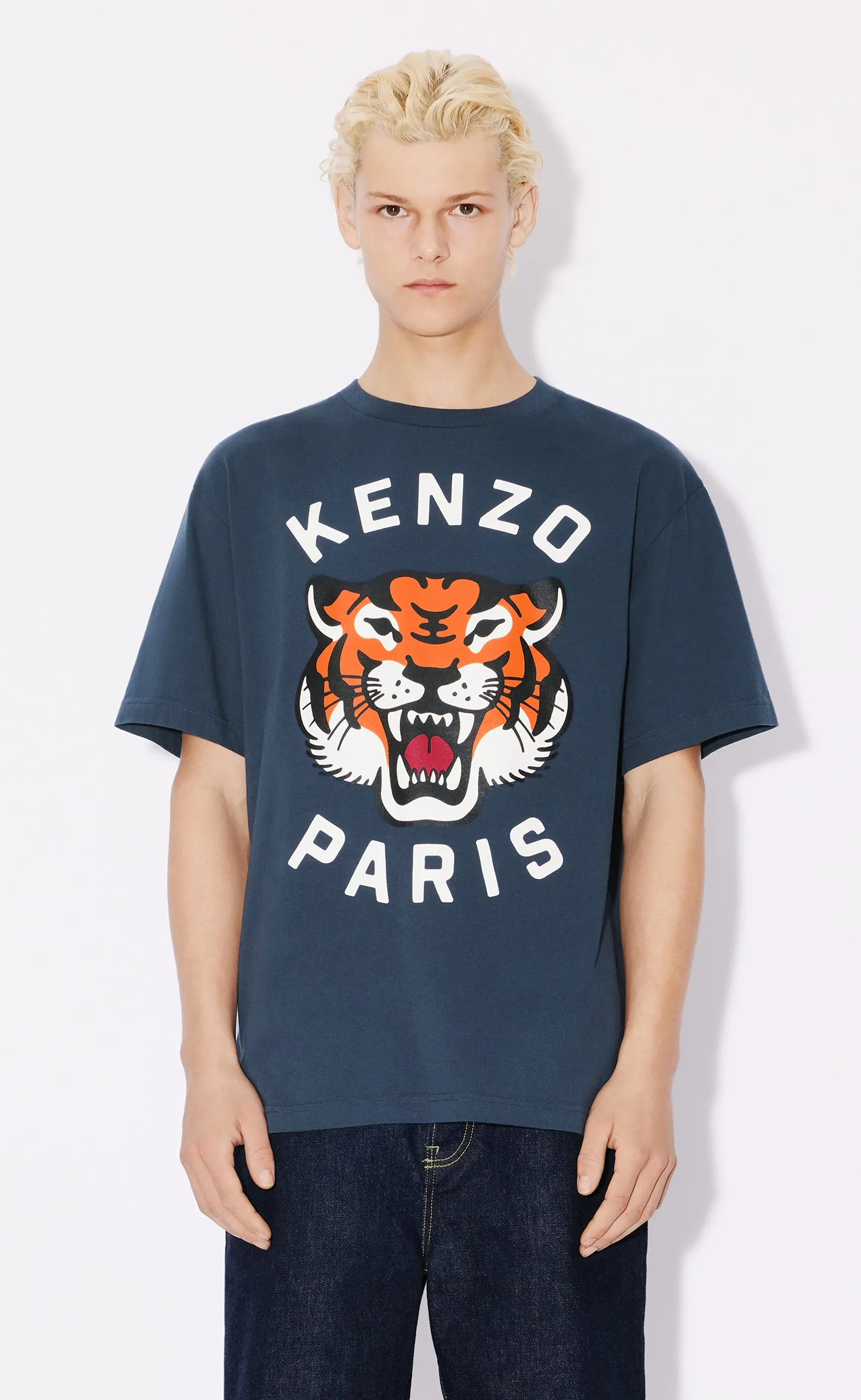 LUCKY TIGER OVERSIZE MIDNIGHT BLUE T-SHIRT