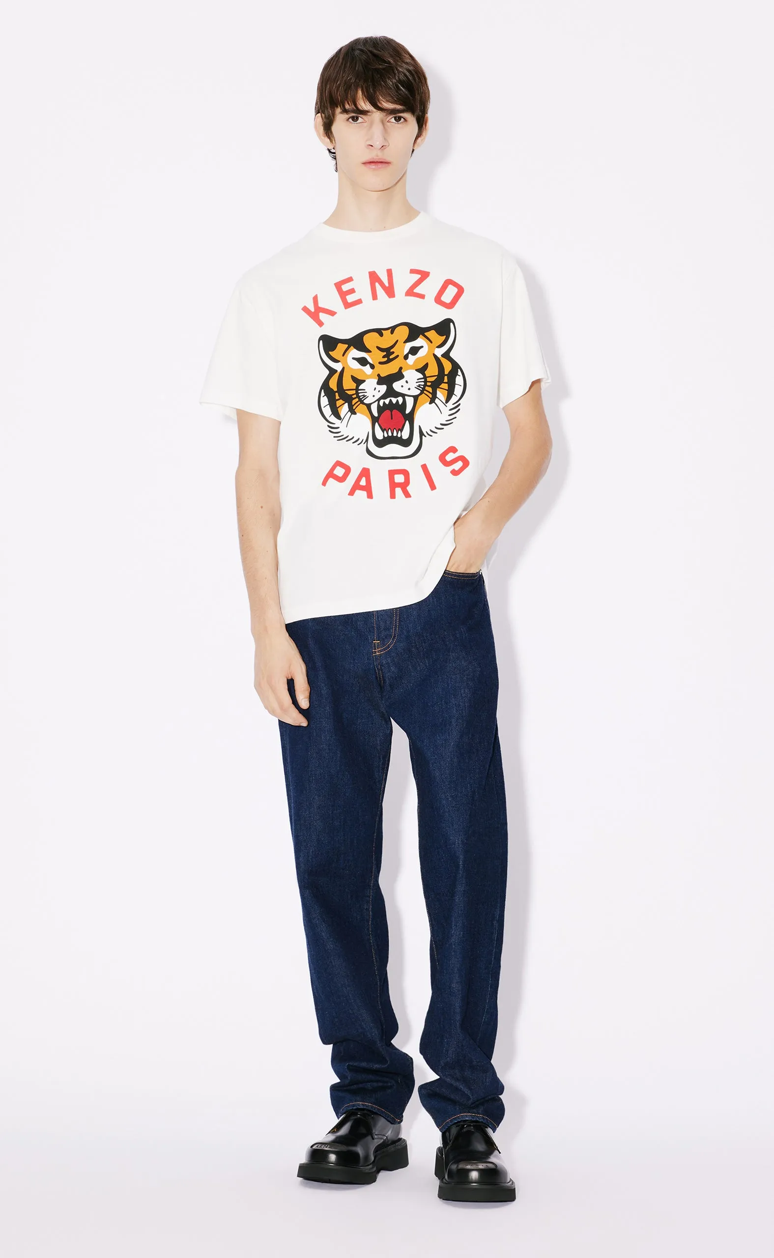 LUCKY TIGER OVERSIZE MIDNIGHT OFF WHITE T-SHIRT