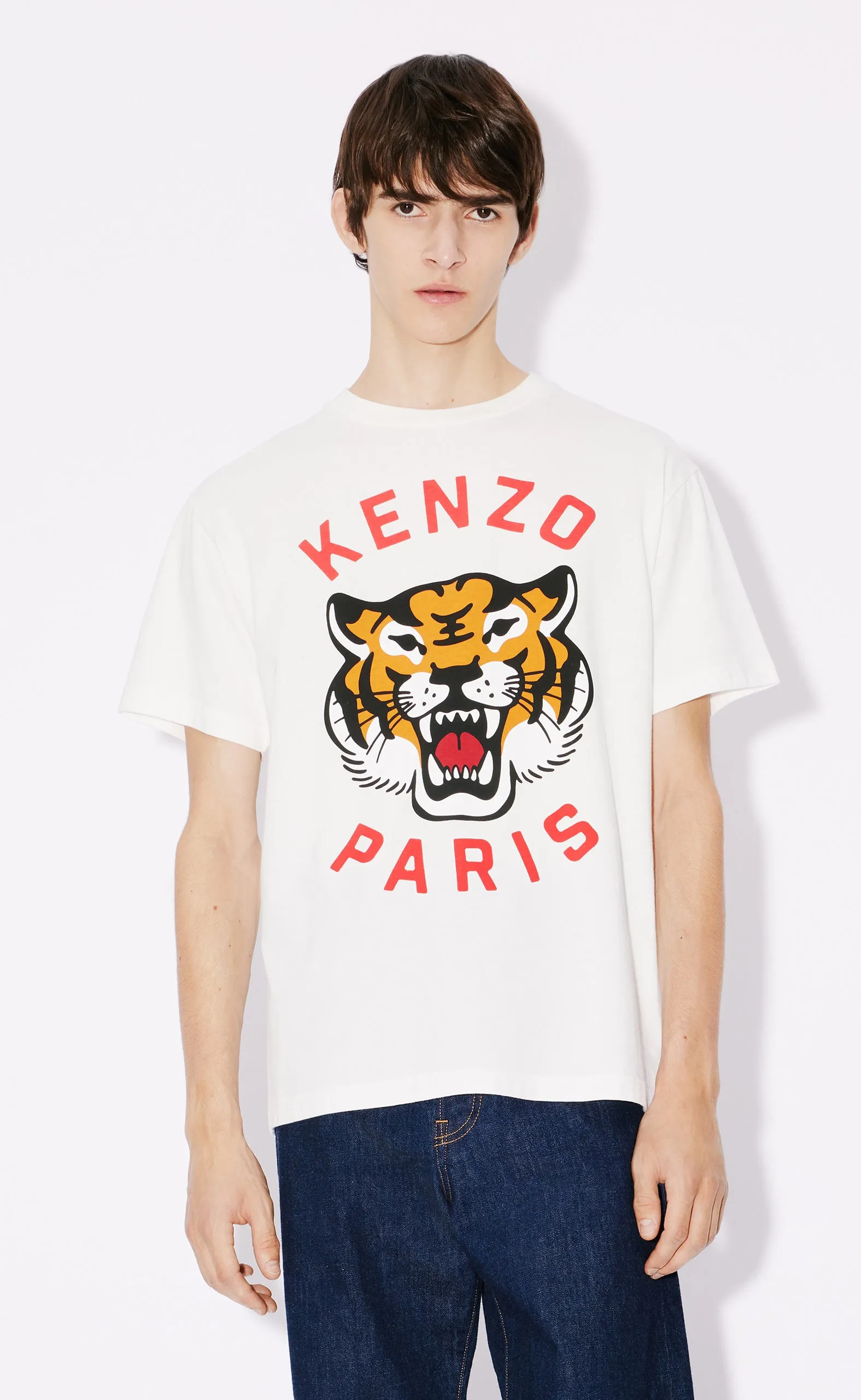 LUCKY TIGER OVERSIZE MIDNIGHT OFF WHITE T-SHIRT