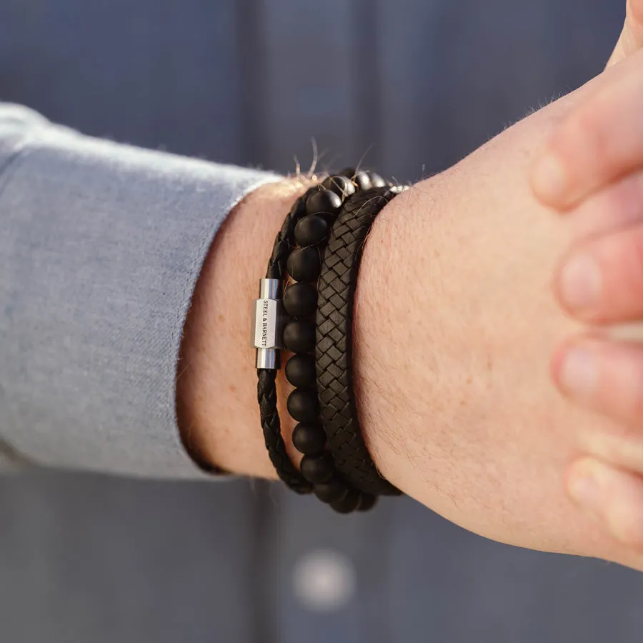 Luke Landon Nappa Leather Bracelet Black