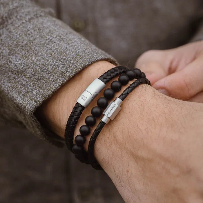 Luke Landon Nappa Leather Bracelet Black