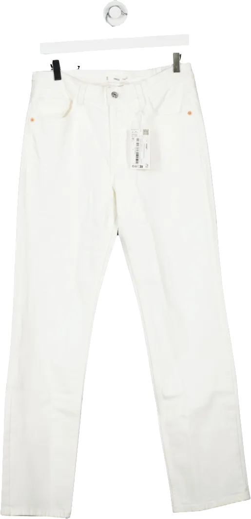 MANGO White Medium-comfort Straight Jeans UK 12