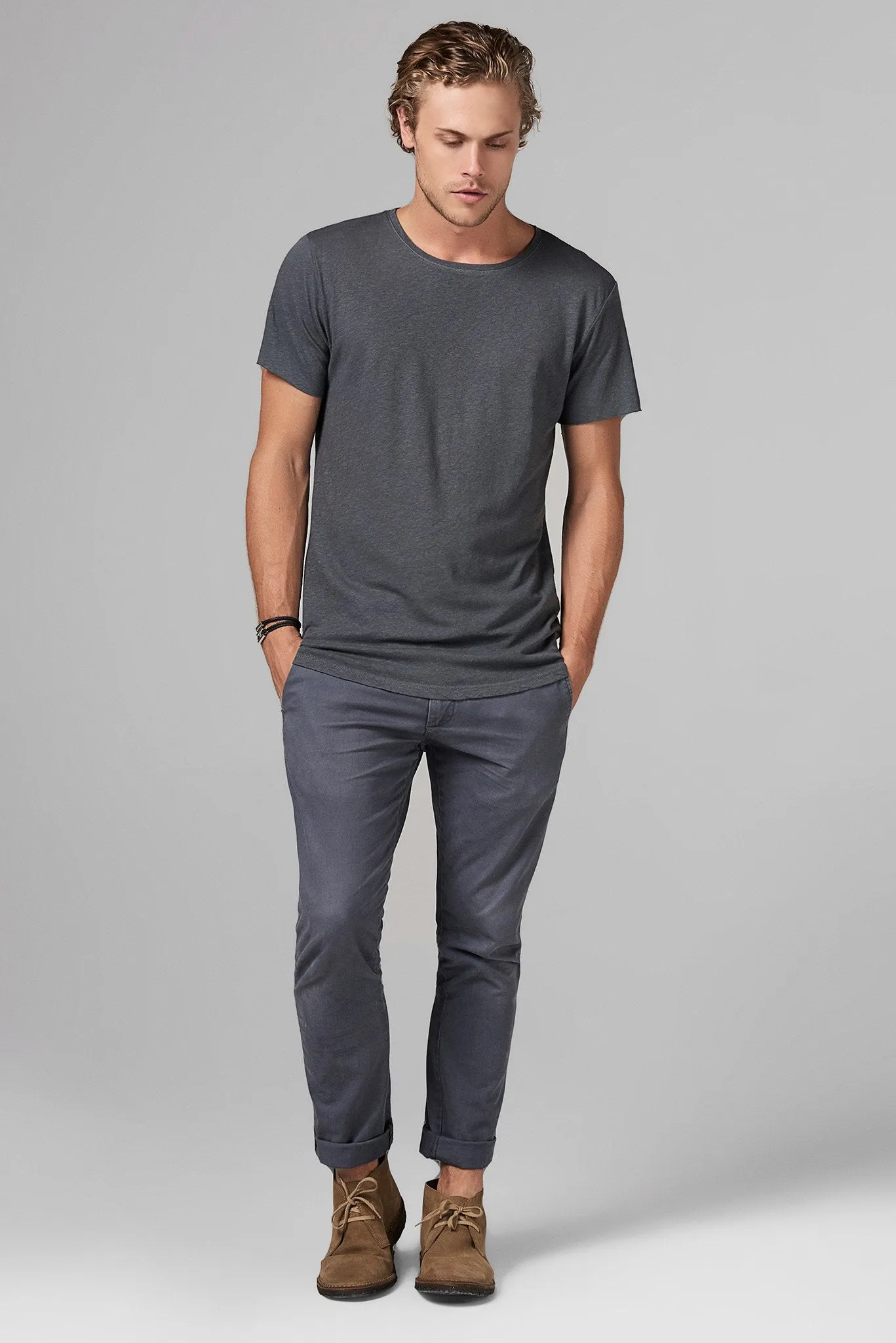 Men's Linen Blend Crew Neck Tee