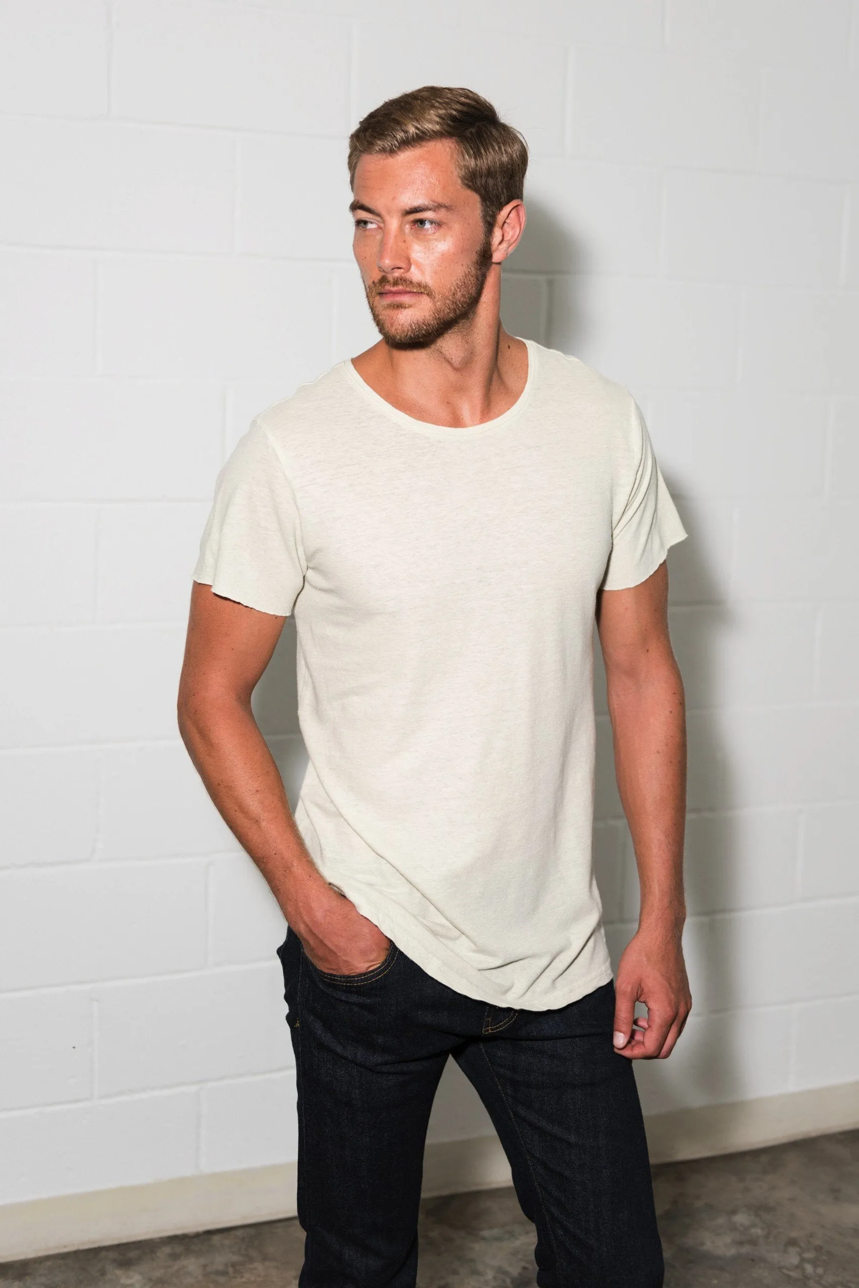 Men's Linen Blend Crew Neck Tee