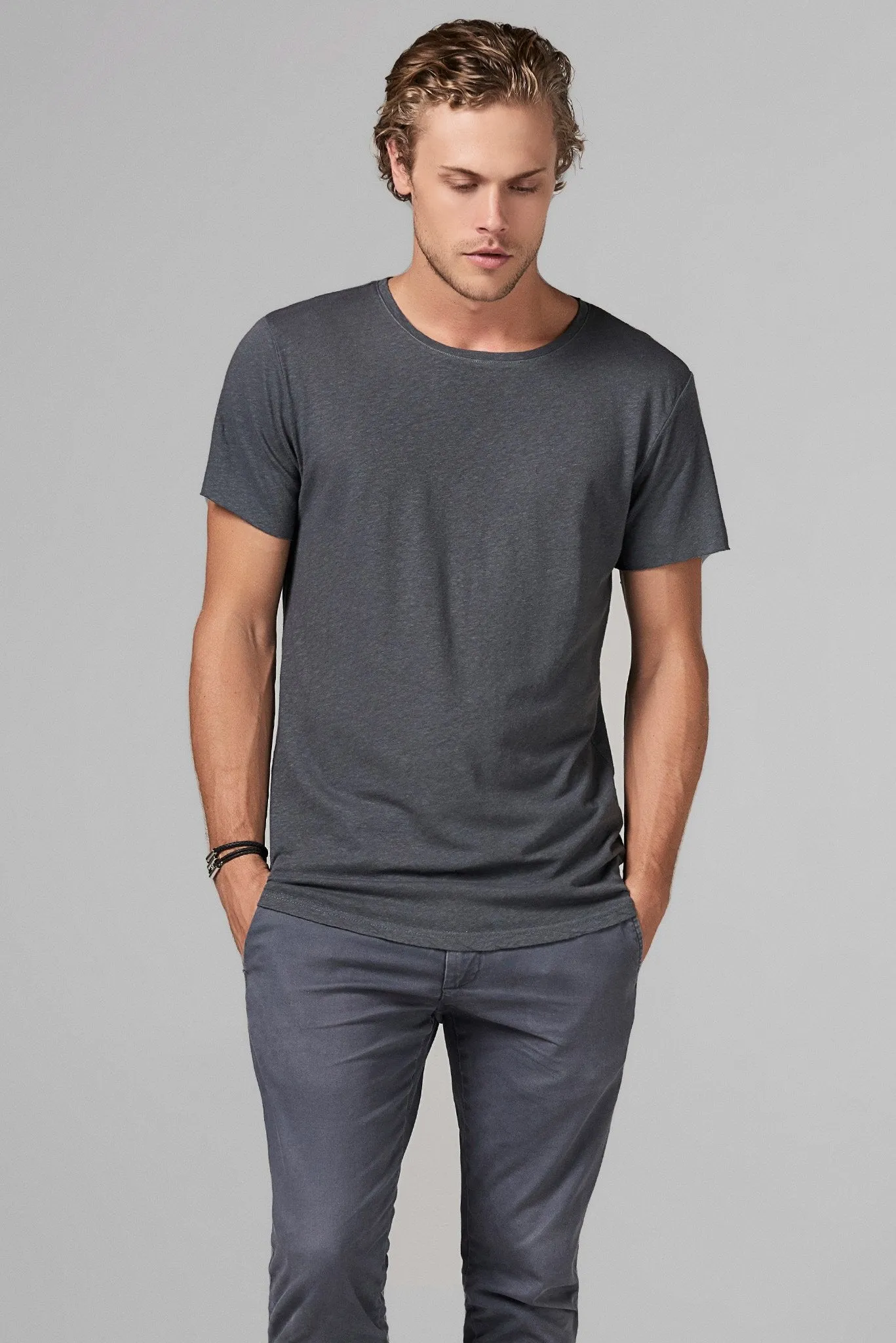 Men's Linen Blend Crew Neck Tee