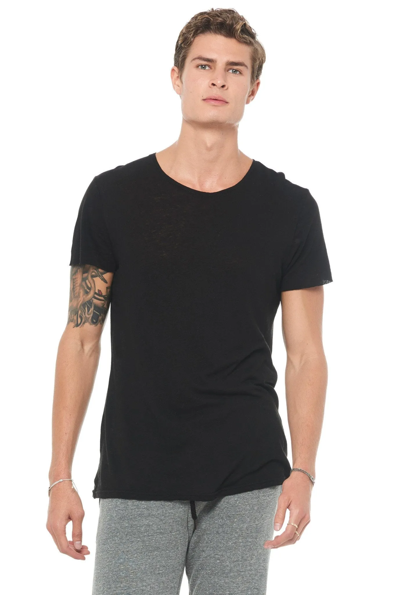 Men's Linen Blend Crew Neck Tee