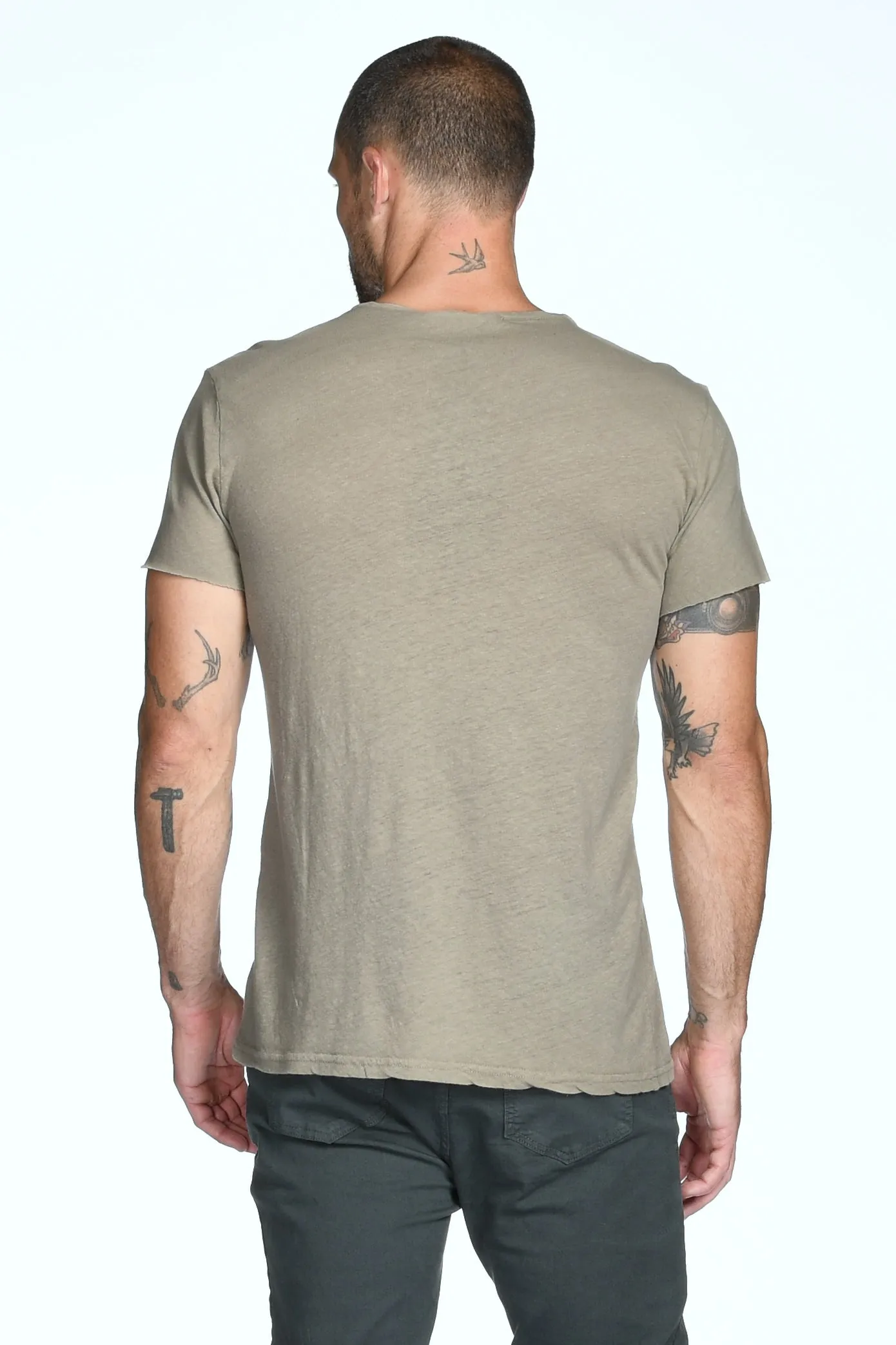 Men's Linen Blend Crew Neck Tee